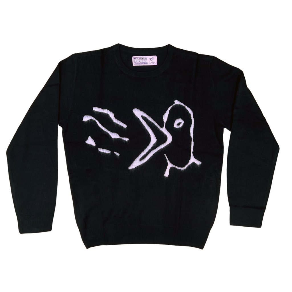 Bird Design Black Sweater
